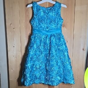 Rare Editions Turquoise Floral Kids Dress